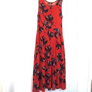 R & B Collection Red and Black Floral Sleeveless Maxi Dress